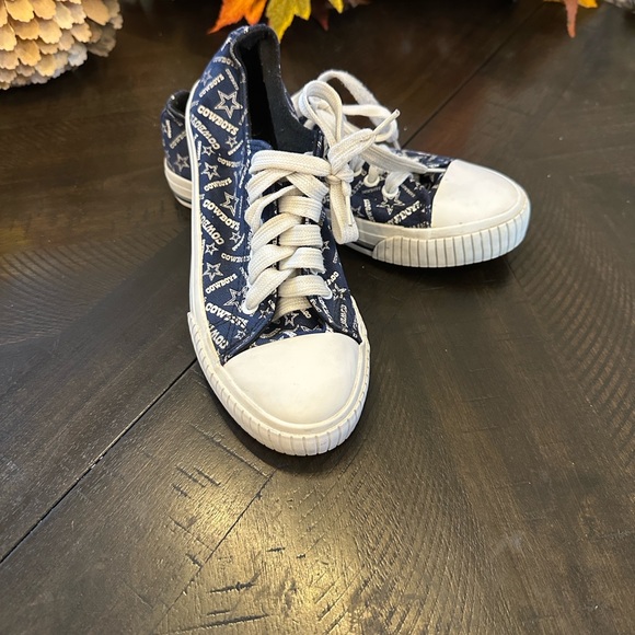 Cowboys Women's Canvas Sneakers - Navy and White - Picture 4 of 5